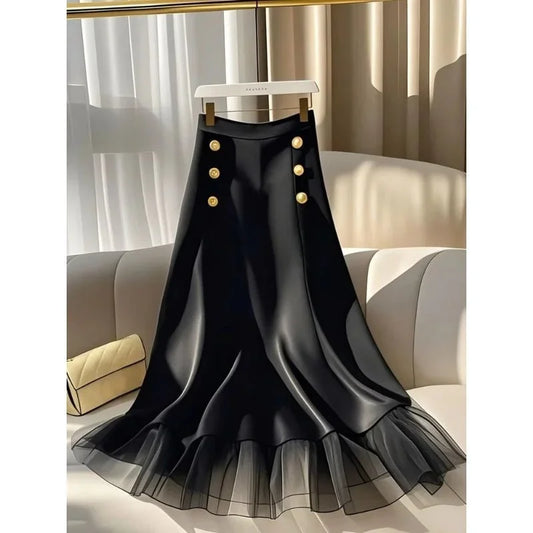 Satin Luxury Fashion Skirt Mesh