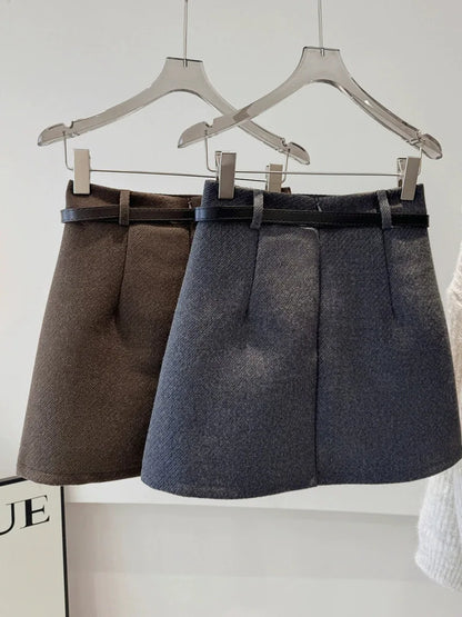 high waist slimming and anti glare A-line hip hugging short skirt