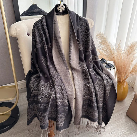 Pashmina Paisley Hijab Scarf Long Muslim Shawl Female Foulard Soft Turban Wraps For Women Headband