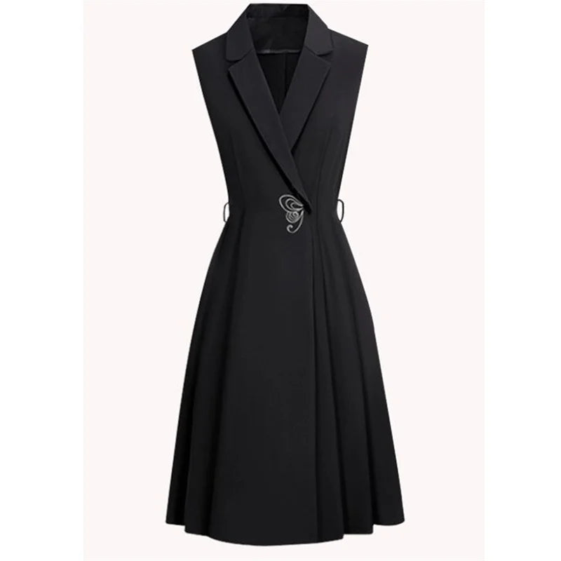 Long Slim Blazer Vest Ladies Sleeveless High Coat