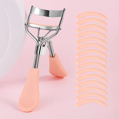 Portable Eyelash Curler with 15 Silicone Pads and Stainless Steel Eyelash Curler