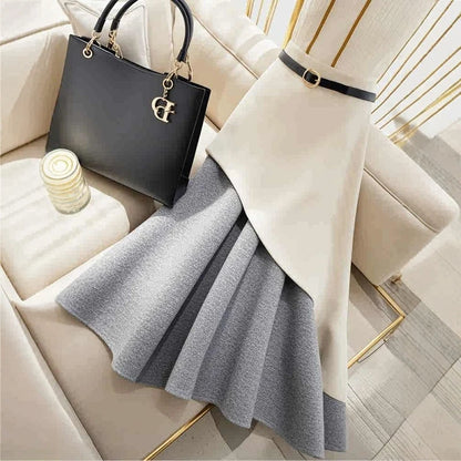 Casual grey White Patchwork Skirt