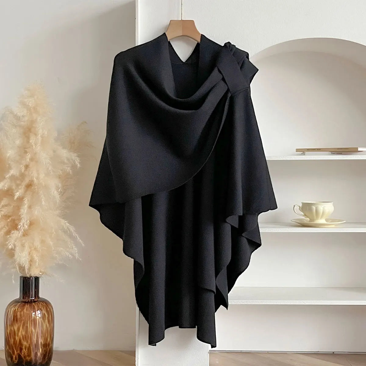Women Poncho Winter Warm Solid Color Shawl Double Sided Designer Blanket Luxury Scarf Female Cloak Cashmere Pashmina Cape Stole