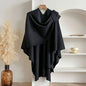 Women Poncho Winter Warm Solid Color Shawl Double Sided Designer Blanket Luxury Scarf Female Cloak Cashmere Pashmina Cape Stole