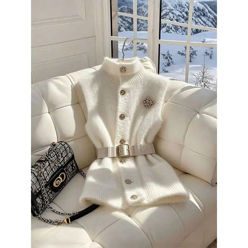 Stand-up Collar Knitted Thin Sleeveless Vest Top