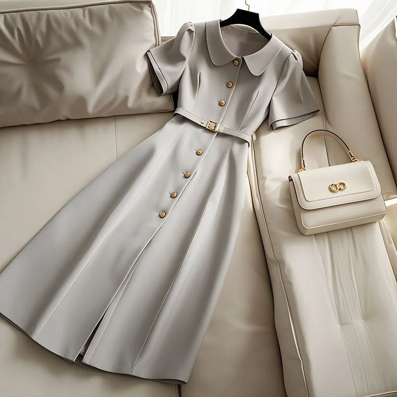 Solid color buttoned dress