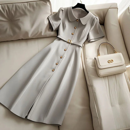 Solid color buttoned dress