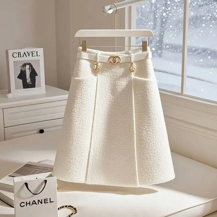 Tweed Mini Skirt Slim High Waist Elegant Fashion