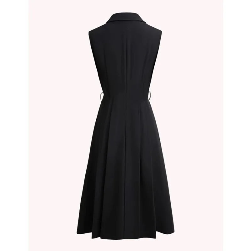 Long Slim Blazer Vest Ladies Sleeveless High Coat